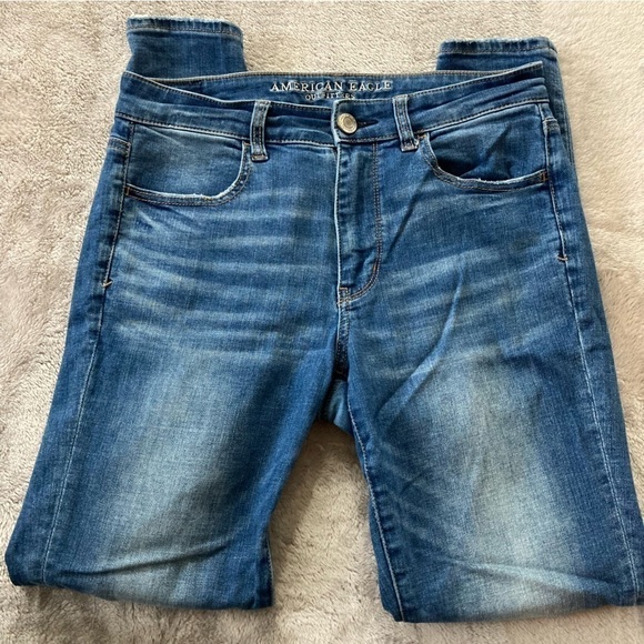 American Eagle Super Stretch Hi-Rise Jegging Skinny Jean Stonewashed Medium 6 R - Picture 5 of 14
